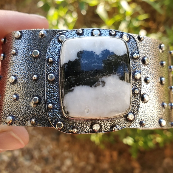 New Zebra Jasper Silver Cuff Bracelet. - Picture 10 of 16